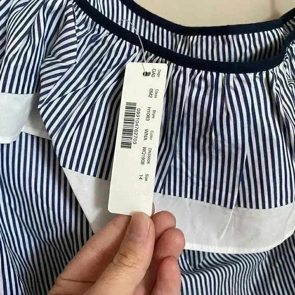 J. Crew One-Shoulder Ruffle Top In Stripe Size 14 - Picture 3 of 12